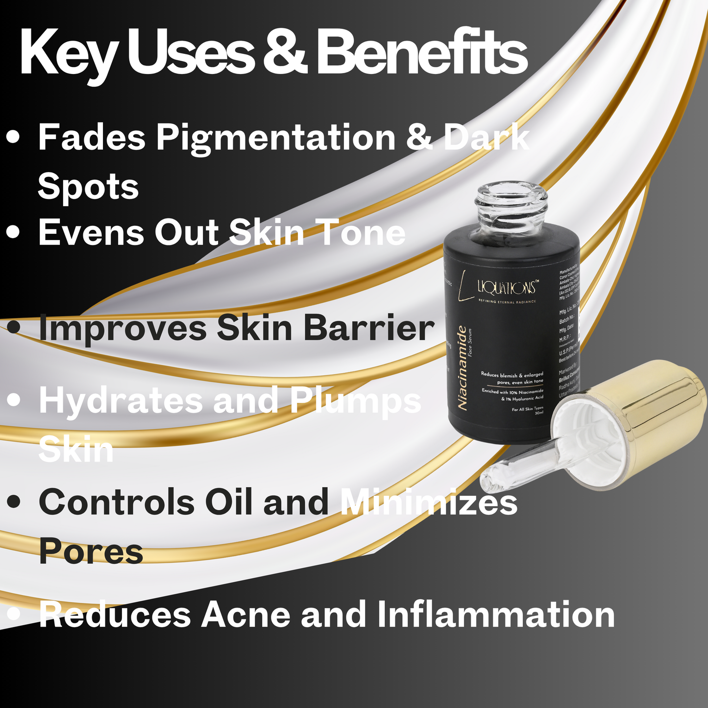 10% Niacinamide,1% Hyaluronic Acid Face Serum with Ethyl Ascorbic Acid | Serum for Pigmentation, Dark Spot & Skin Brightening | All Skin Types | 30ML