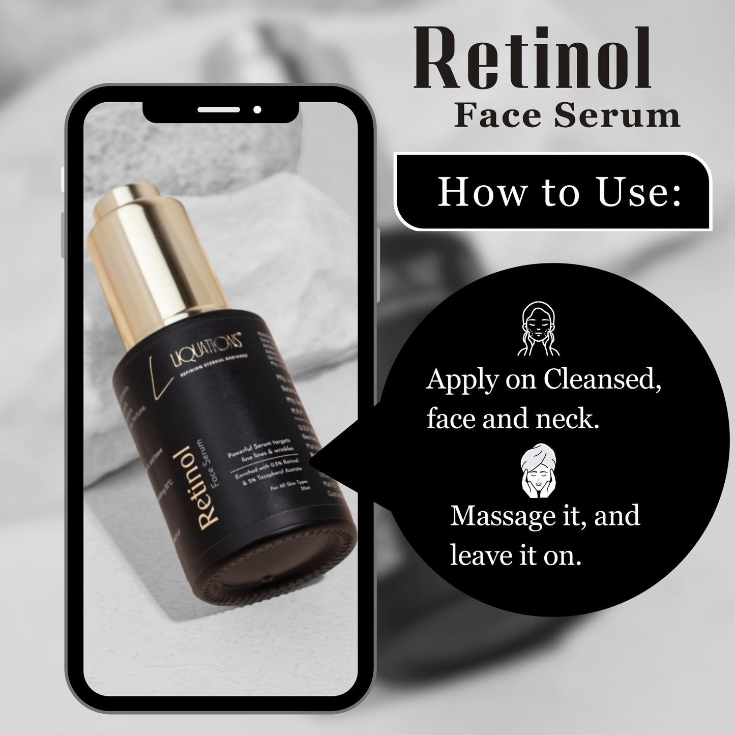 0.5% Retinol Pore Minimizing & Anti-Aging Face Serum with Vitamin E, Niacinamide, Hyaluronic Acid & Allantoin | Fine Lines & Wrinkle Care | 30ml