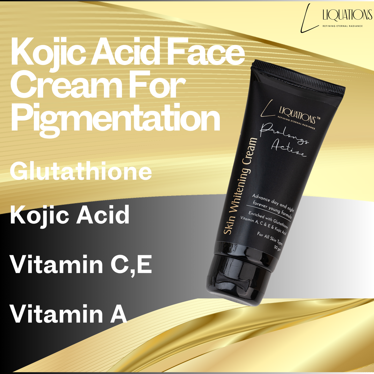 Glutathione Kojic Acid Face Cream For Pigmentation with Vitamin C,E,A | Face Cream Targets Dark Spots & Uneven Skin Tone | For All Skin Types- 50g