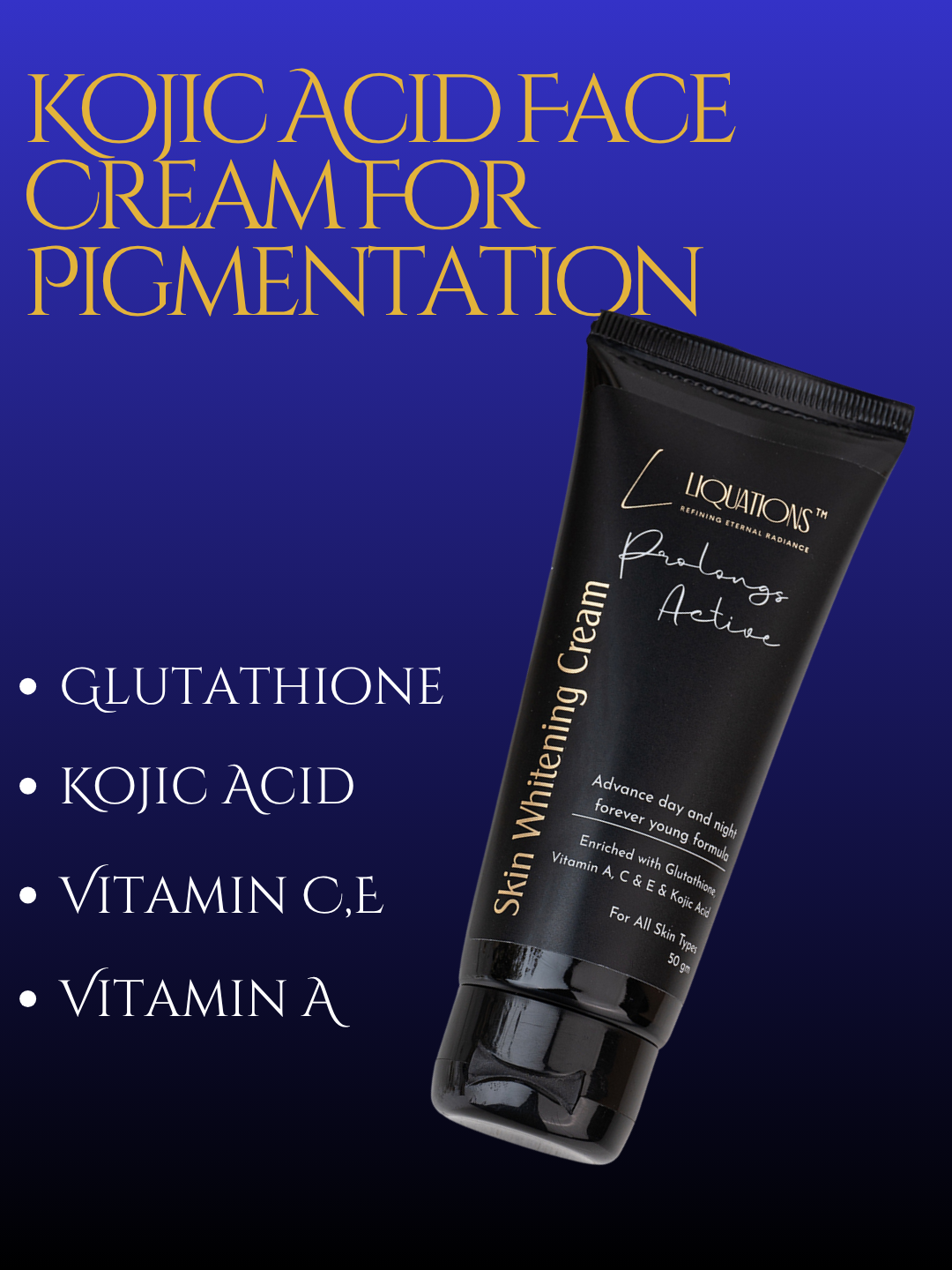 Daily Face Cream For Pigmentation, Dark Spots & Uneven Skin Tone with Glutathione, Kojic Acid & Vitamin C,E,A | For All Skin Types | Men & Women | 50 GM