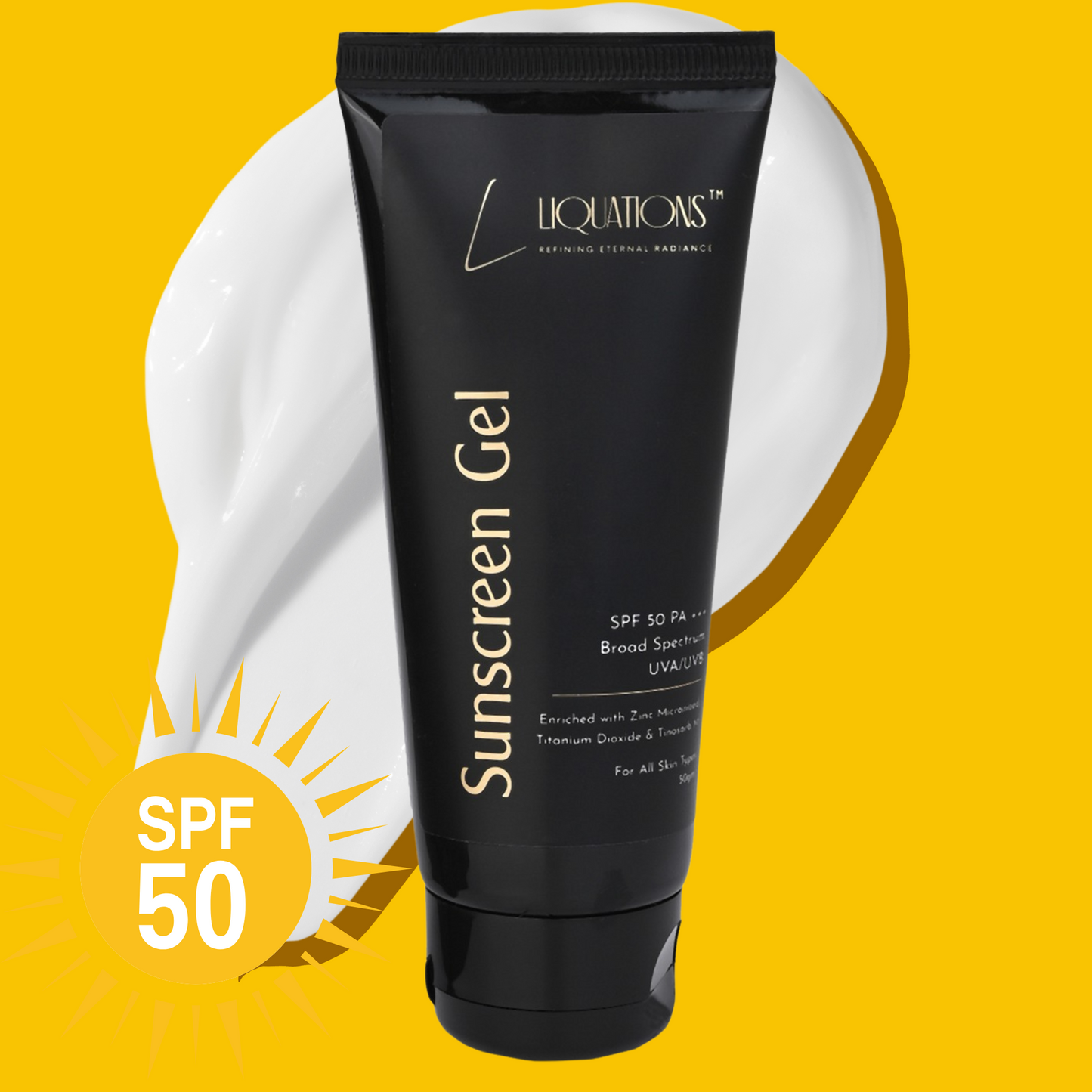 SPF 50 PA+++ Mineral Sunscreen Gel with Micronized Zinc Oxide and Tinosorb M | Broad Spectrum UVA/UVB Protection for Normal | For All Skin Types | 50g