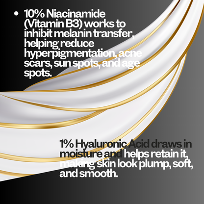 10% Niacinamide,1% Hyaluronic Acid Face Serum with Ethyl Ascorbic Acid | Serum for Pigmentation, Dark Spot & Skin Brightening | All Skin Types | 30ML