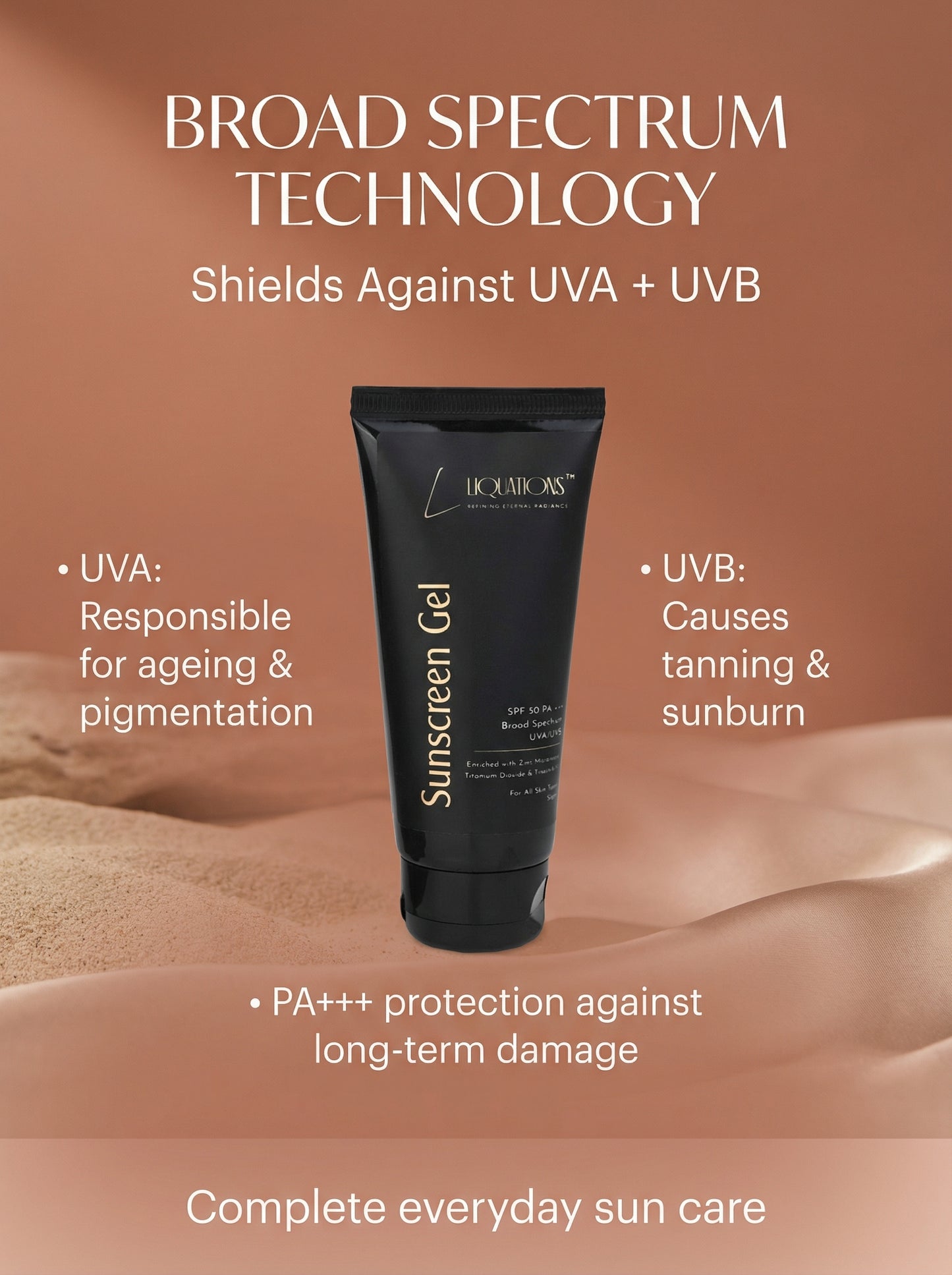 SPF 50 PA+++ Mineral Sunscreen Gel for Face with Zinc Oxide & Tinosorb M | Broad Spectrum UVA/UVB Protection | For All Skin Types | 50g