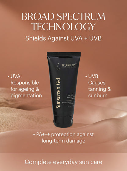 SPF 50 PA+++ Mineral Sunscreen Gel for Face with Zinc Oxide & Tinosorb M | Broad Spectrum UVA/UVB Protection | For All Skin Types | 50g