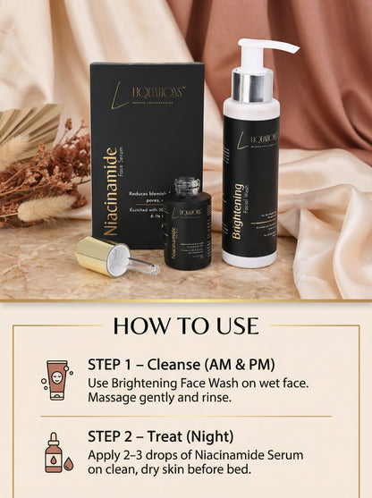 Brightening Skincare Combo – 10% Niacinamide Face Serum + Kojic Acid Face Wash for Pigmentation, Dark Spots & Glowing Skin