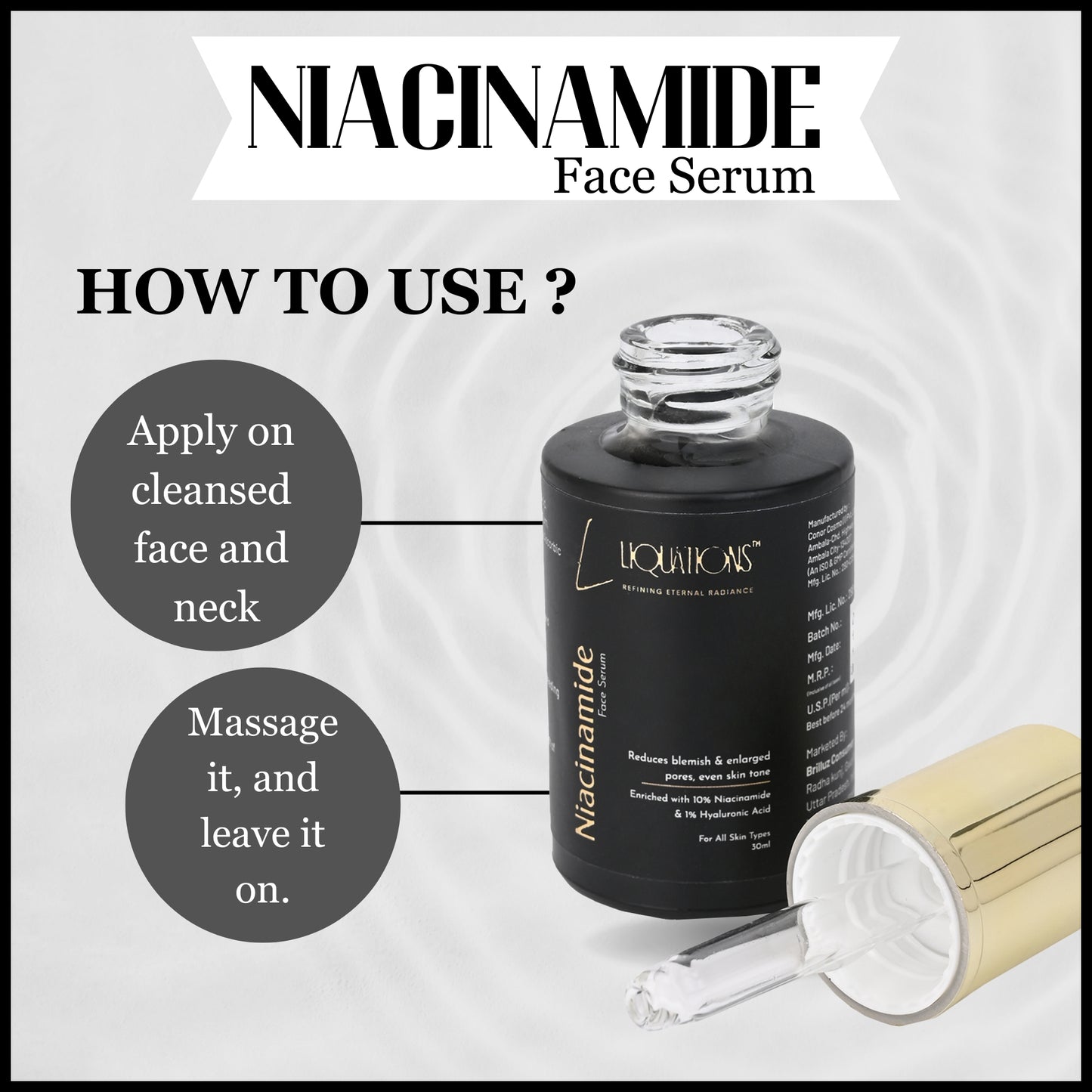 Niacinamide Hyaluronic Acid Serum for Face | Serum for Pigmentation and Dark Spot | For Women & Men | With 10% Niacinamide,1% Hyaluronic & Ethyl Ascorbic Acid | Brightening All Skin Types | 30ML