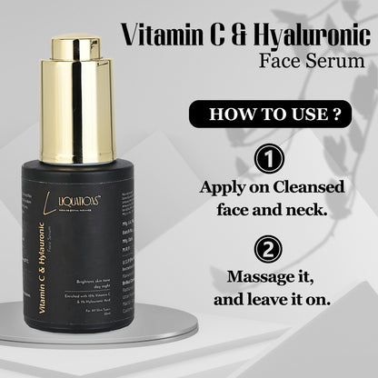 Kojic Acid Face Serum with 15% Vitamin C,1% Hyaluronic Acid & Niacinamide | For Intense Brightening & Pigmentation Removal | All Skin Types | Women & Men | 30 ML