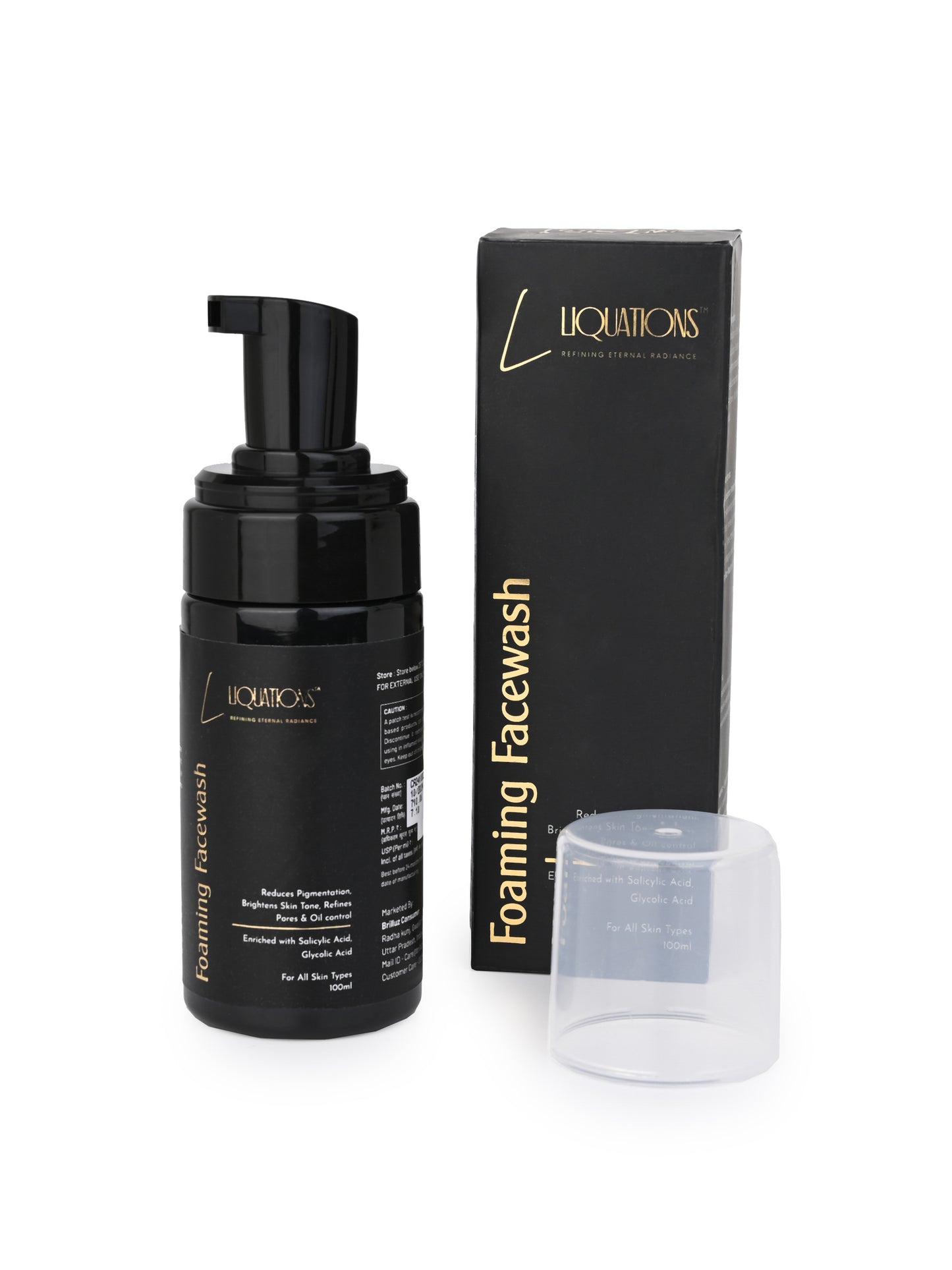 LIQUATIONS Salicylic Acid Foaming Face Wash With 1% Salicylic & 1% Glycolic Acid (AHA BHA) for Acne-Prone & Oily Skin | Anti Acne Face Cleanser for Skin Brightening ,Controls Acne or Pimples | Women & Men | 100 ml