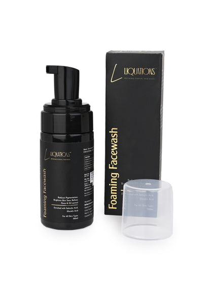 LIQUATIONS Salicylic Acid Foaming Face Wash With 1% Salicylic & 1% Glycolic Acid (AHA BHA) for Acne-Prone & Oily Skin | Anti Acne Face Cleanser for Skin Brightening ,Controls Acne or Pimples | Women & Men | 100 ml