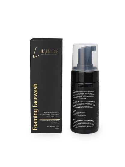 LIQUATIONS Salicylic Acid Foaming Face Wash With 1% Salicylic & 1% Glycolic Acid (AHA BHA) for Acne-Prone & Oily Skin | Anti Acne Face Cleanser for Skin Brightening ,Controls Acne or Pimples | Women & Men | 100 ml