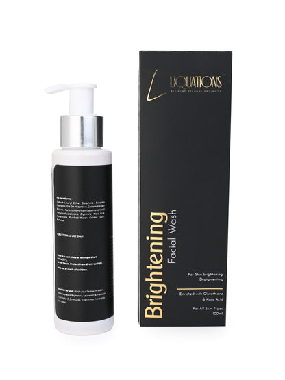 LIQUATIONS Brightening Face Wash With Kojic Acid & Glutathione For Pigmentation & Dark Spots for Glowing Skin | For Men & Women | All Skin Types | 100 ML