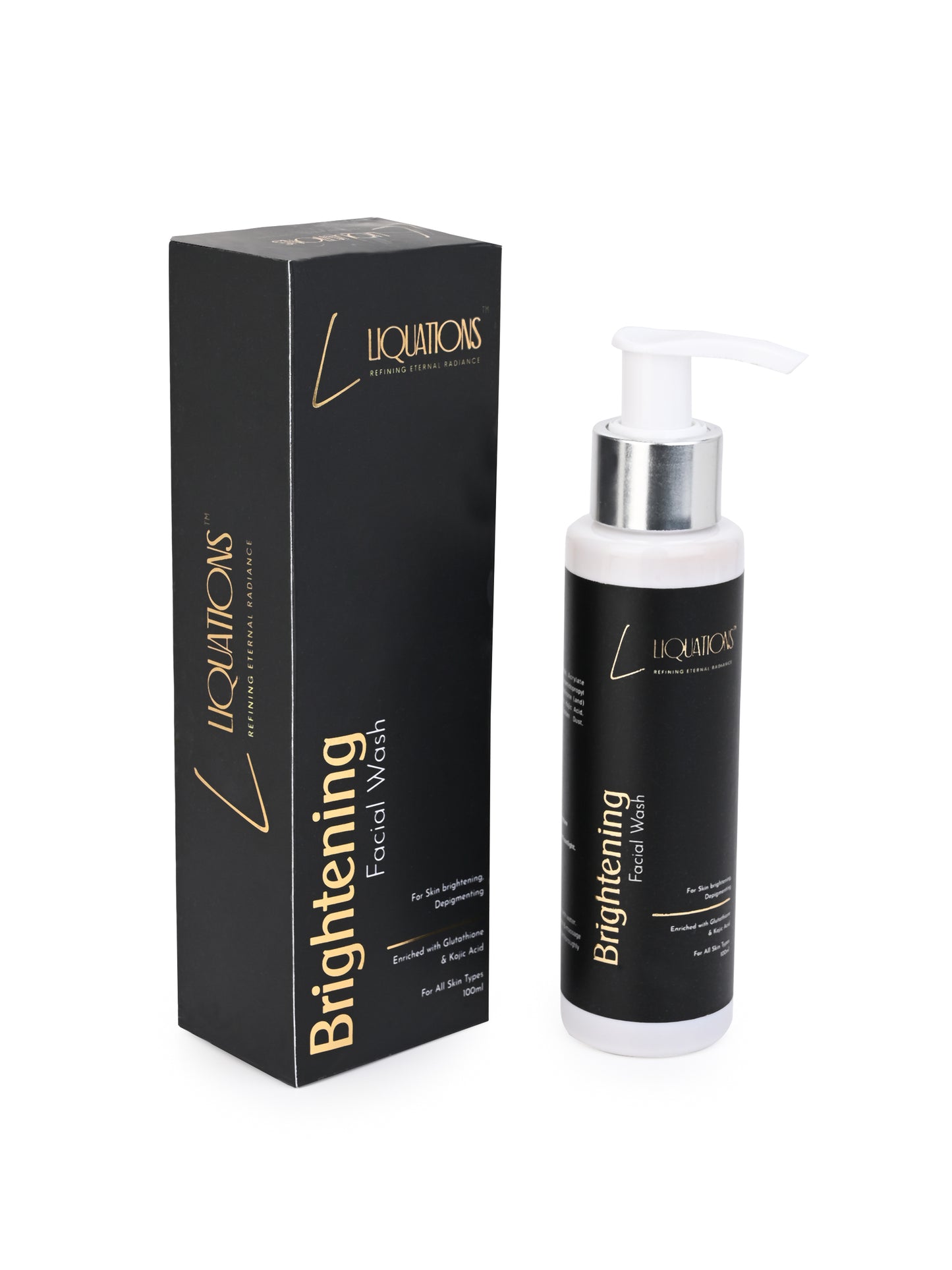 LIQUATIONS Brightening Face Wash With Kojic Acid & Glutathione For Pigmentation & Dark Spots for Glowing Skin | For Men & Women | All Skin Types | 100 ML
