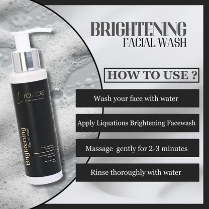 LIQUATIONS Brightening Face Wash With Kojic Acid & Glutathione For Pigmentation & Dark Spots for Glowing Skin | For Men & Women | All Skin Types | 100 ML
