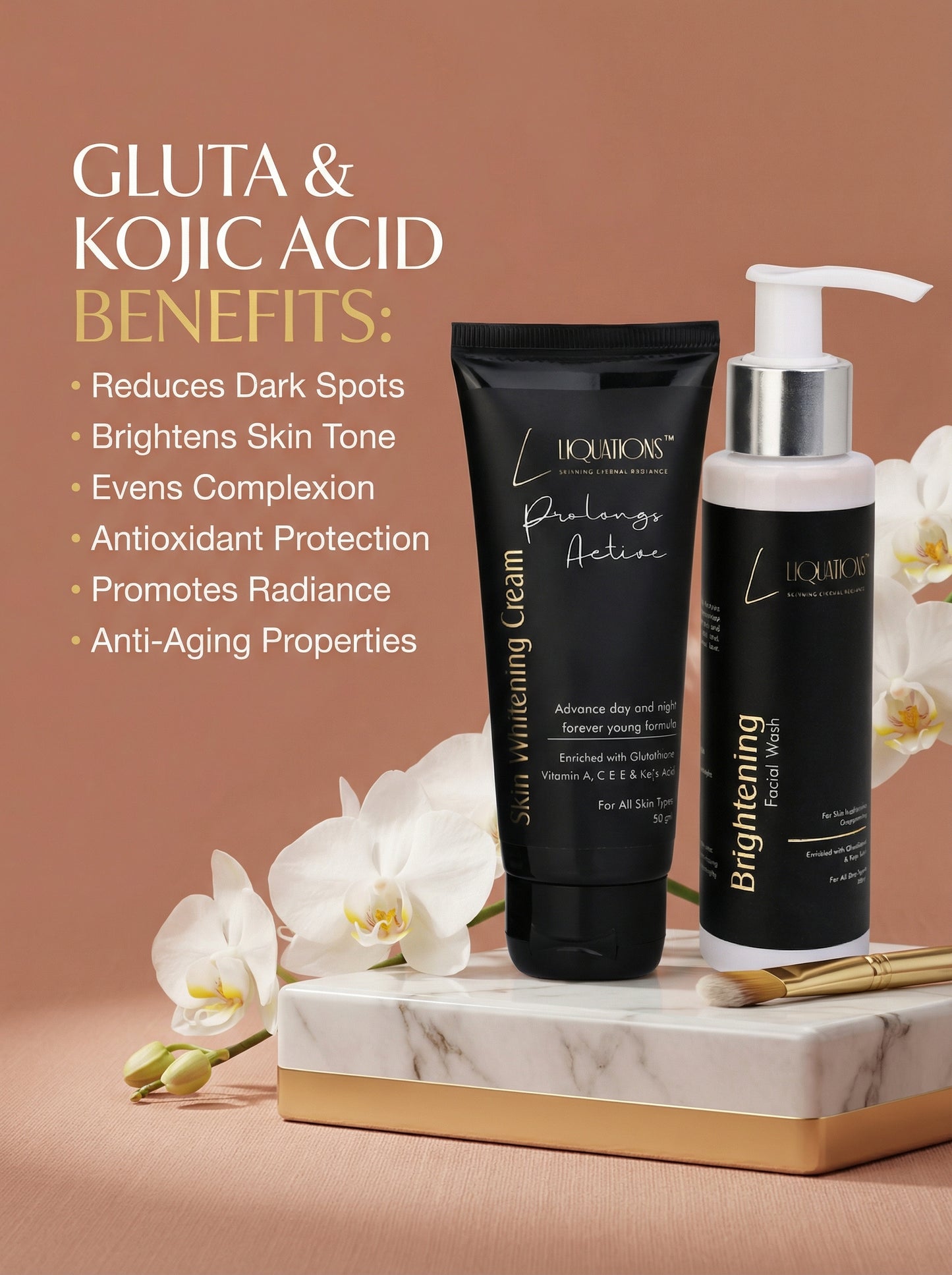 Ultimate Glow Duo – Brightening Face Wash + Face Cream with Kojic Acid & Glutathione for Dark Spots, Pigmentation & Radiant Skin | For Men & Women | All Skin Types