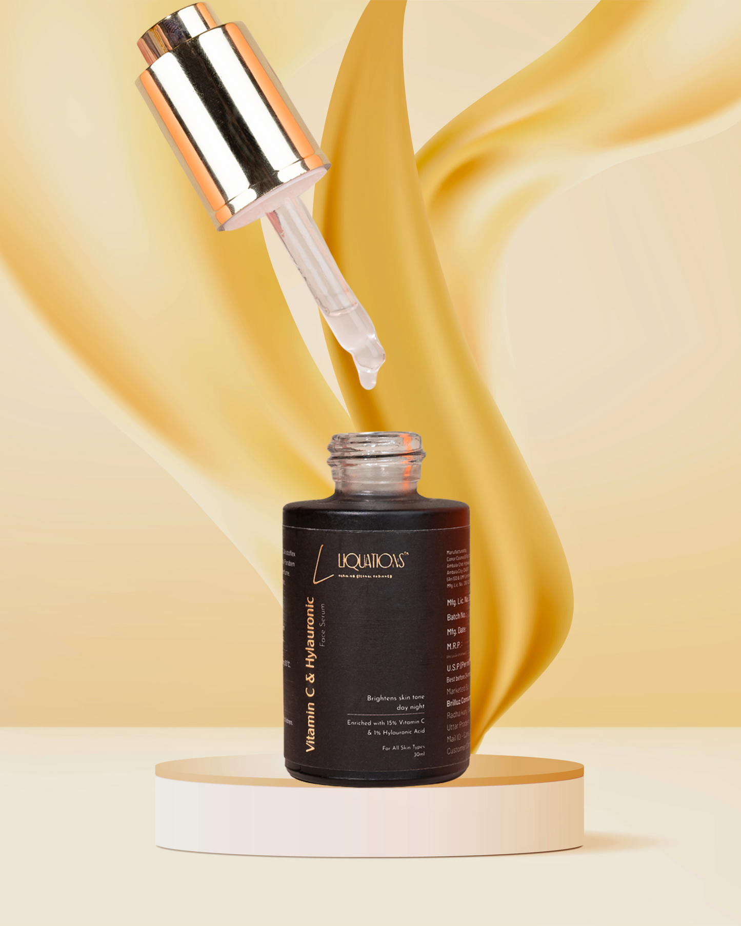 15% Vitamin C+1% Hyaluronic Acid , Niacinamide & Kojic Acid Face Serum For Intense Brightening & Pigmentation Removal  | All Skin Types | 30 ML