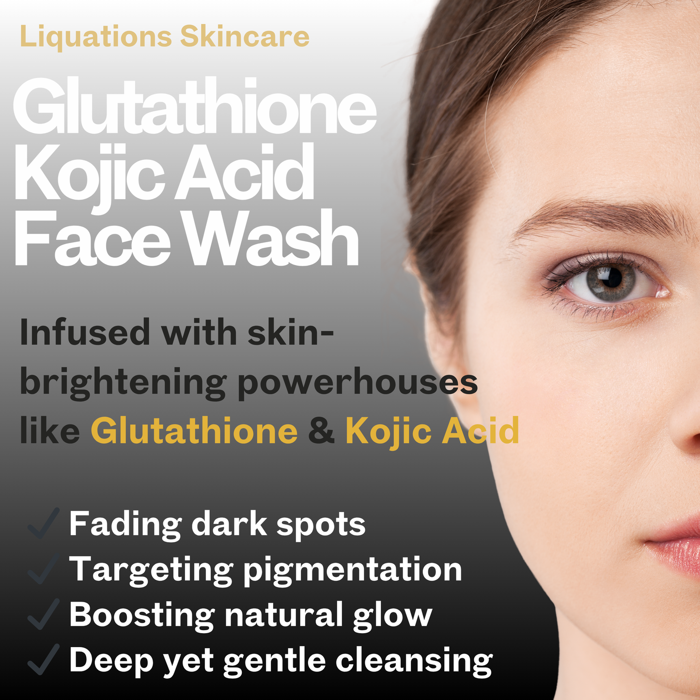 Brightening Face Wash With Kojic Acid & Glutathione For Pigmentation & Dark Spots for Glowing Skin | For Men & Women | All Skin Types | 100 ML