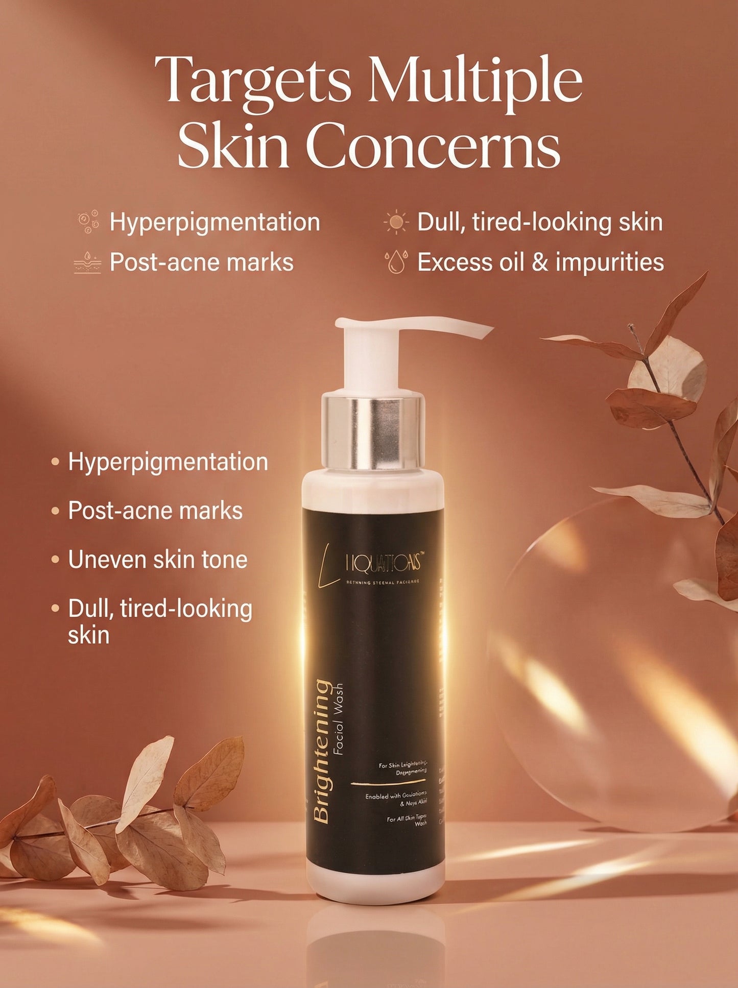 Brightening Face Wash with Kojic Acid & Glutathione for Dark Spots, Pigmentation & Glowing Skin (100 ml)