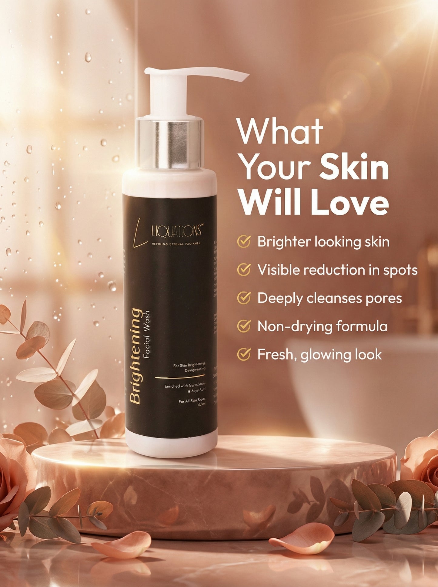 Brightening Face Wash with Kojic Acid & Glutathione for Dark Spots, Pigmentation & Glowing Skin (100 ml)