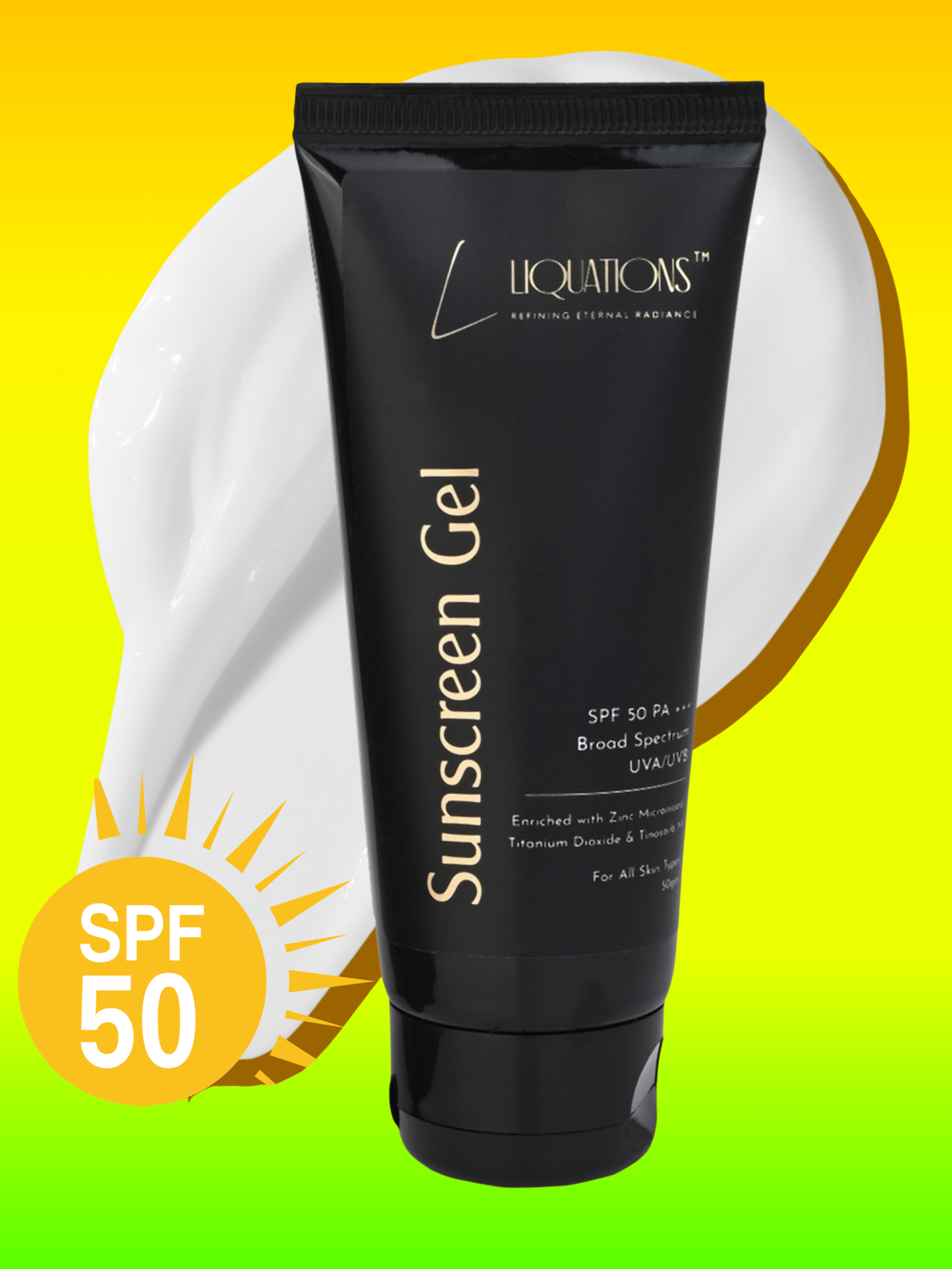 SPF 50 PA+++ Mineral Sunscreen Gel with Micronized Zinc Oxide and Tinosorb M | Broad Spectrum UVA/UVB Protection for Normal | For All Skin Types | 50g