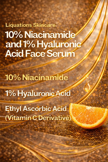 10% Niacinamide,1% Hyaluronic Acid Face Serum with Ethyl Ascorbic Acid | Serum for Pigmentation, Dark Spot & Skin Brightening | All Skin Types | 30ML