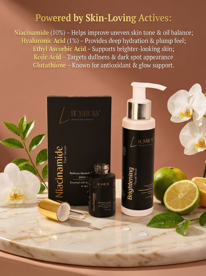 Brightening Skincare Combo – 10% Niacinamide Face Serum + Kojic Acid Face Wash for Pigmentation, Dark Spots & Glowing Skin