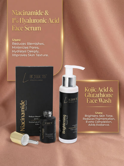 Brightening Skincare Combo – 10% Niacinamide Face Serum + Kojic Acid Face Wash for Pigmentation, Dark Spots & Glowing Skin