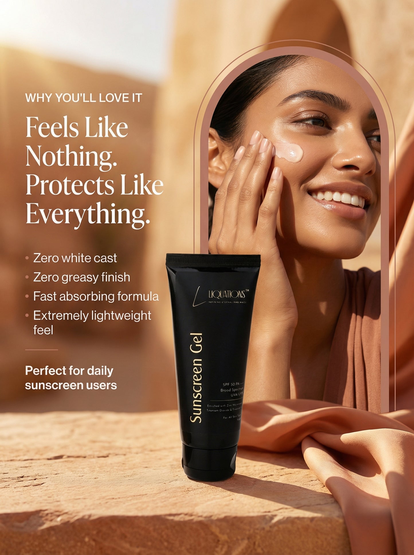 SPF 50 PA+++ Mineral Sunscreen Gel for Face with Zinc Oxide & Tinosorb M | Broad Spectrum UVA/UVB Protection | For All Skin Types | 50g