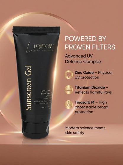 SPF 50 PA+++ Mineral Sunscreen Gel for Face with Zinc Oxide & Tinosorb M | Broad Spectrum UVA/UVB Protection | For All Skin Types | 50g