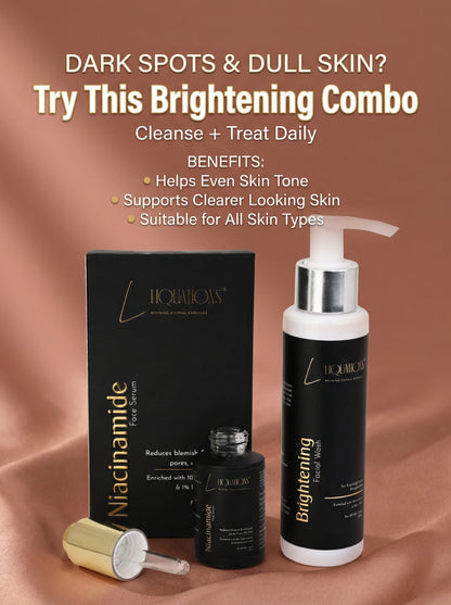 Brightening Skincare Combo – 10% Niacinamide Face Serum + Kojic Acid Face Wash for Pigmentation, Dark Spots & Glowing Skin