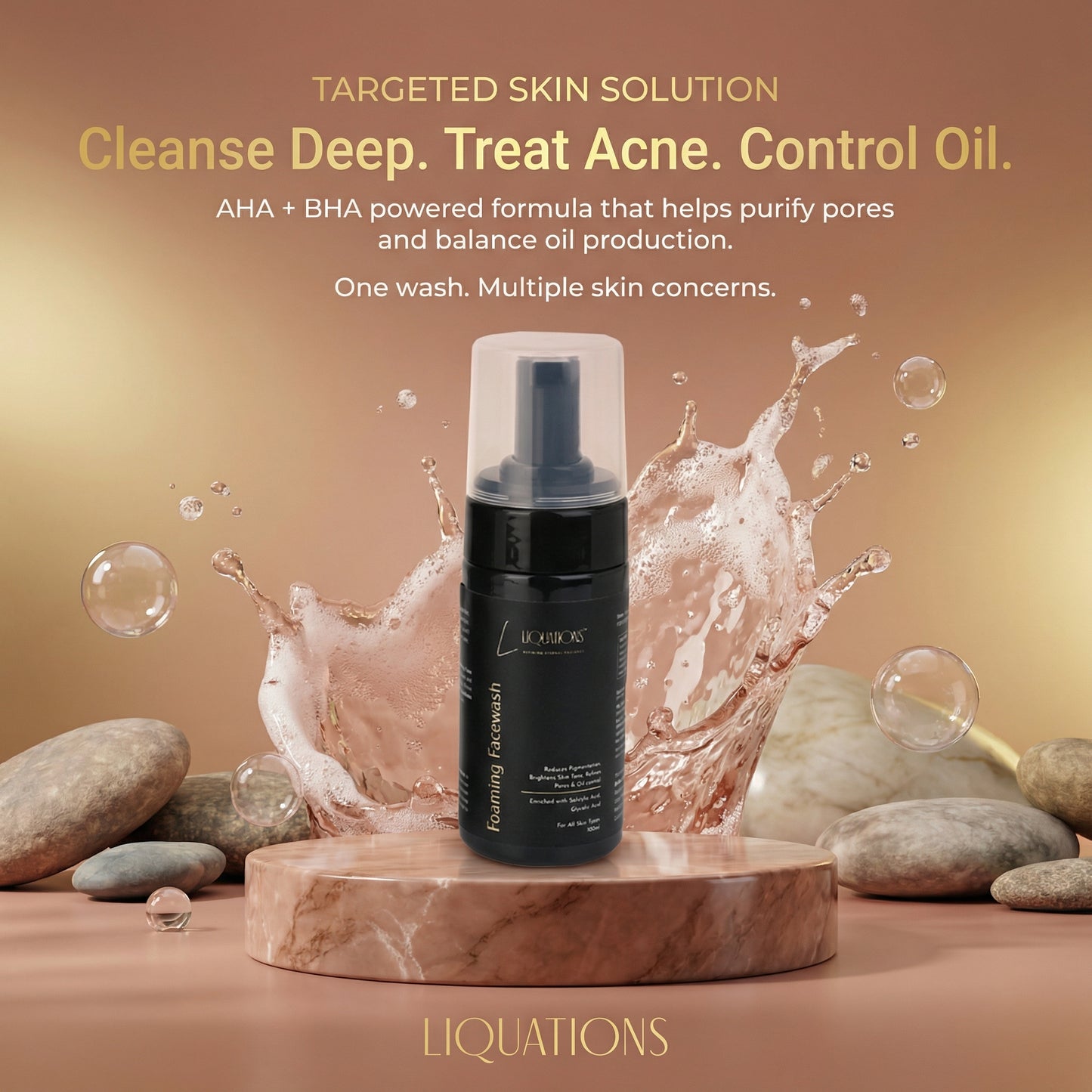 Salicylic Acid Face Wash with 1% Salicylic & 1% Glycolic Acid (AHA + BHA) for Acne-Prone & Oily Skin | Controls Acne, Pimples & Excess Oil | 100 ml