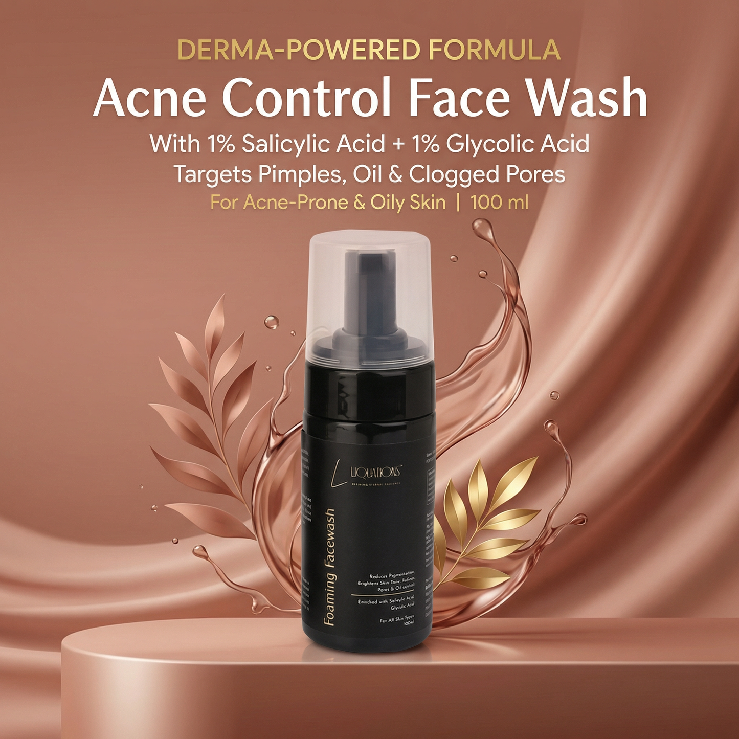 Salicylic Acid Face Wash with 1% Salicylic & 1% Glycolic Acid (AHA + BHA) for Acne-Prone & Oily Skin | Controls Acne, Pimples & Excess Oil | 100 ml